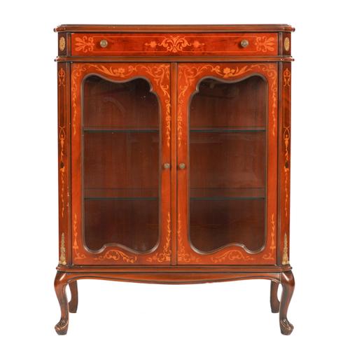 A LOUIS XV STYLE MARQUETRY INLAID SIDE CABINET