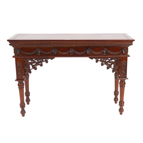 AN 18TH CENTURY STYLE RECTANGULAR HARDWOOD CONSOLE TABLE