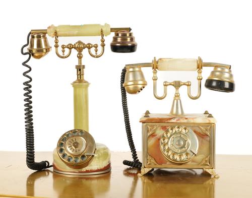 TWO MID 20TH CENTURY ONYX TELEPHONES (2)