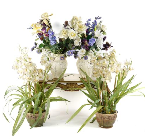 TWO PAIRS OF FAUX FLOWER ARRANGEMENTS (4)