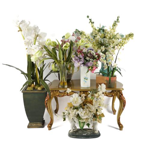 A GROUP OF FAUX FLOWER ARRANGEMENTS (7)