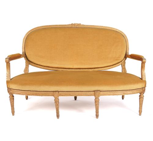 A FRENCH STYLE GILT FRAMED SOFA