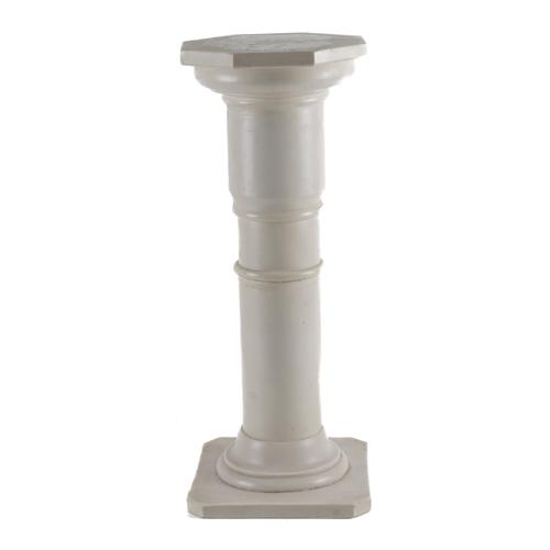 A FAUX WHITE MARBLE COLUMN WITH OCTAGONAL TOP