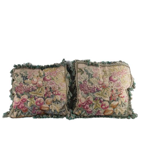 TWO TAPESTRY STYLE NEEDLEWORK CUSHIONS (2)