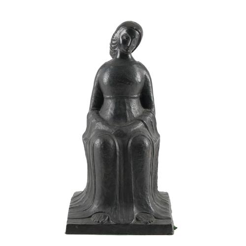 ALFEO FAGGI (ITALIAN/AMERICAN 1885-1966): A PATINATED BRONZE FIGURE OF A SEATED WOMAN