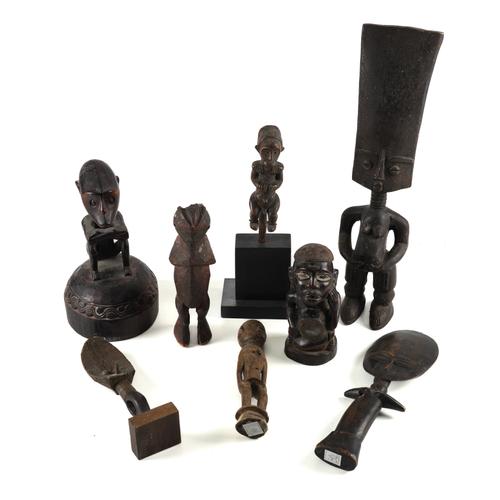 TRIBAL INTEREST: A GROUP OF DOLLS AND FETISH FIGURES INCLUDING BAMBARA, FANG, FANTE AND YORUBA FIGURES (8)