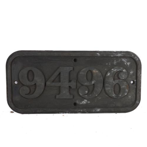A GREAT WESTERN RAILWAY CABSIDE NUMBERPLATE NO. 9496