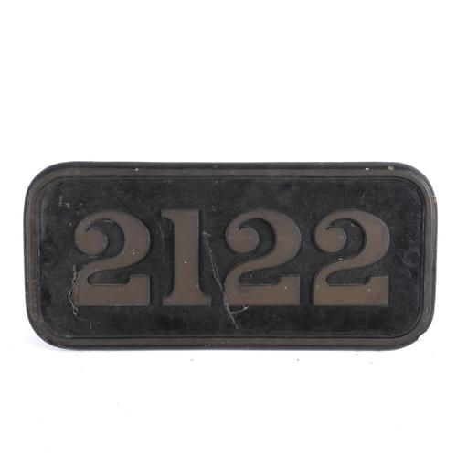 A GREAT WESTERN RAILWAY BRASS CABSIDE NUMBERPLATE NO. 2122
