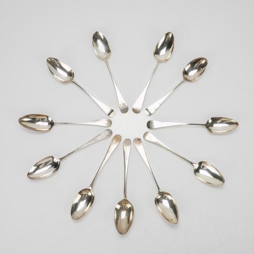 ELEVEN SILVER OLD ENGLISH PATTERN TABLESPOONS (11)