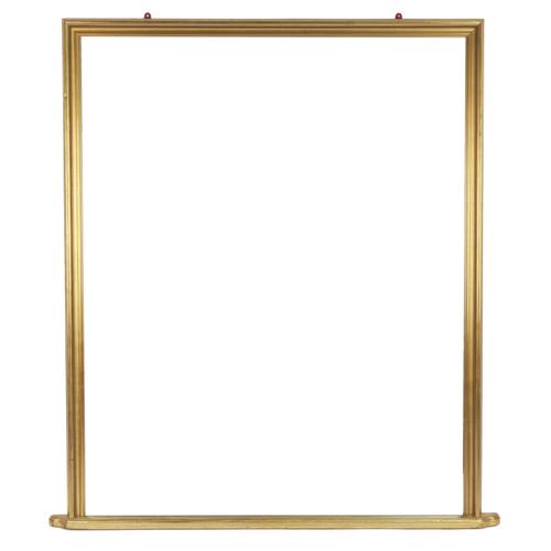 A RECTANGULAR GILT FRAMED OVERMANTEL MIRROR