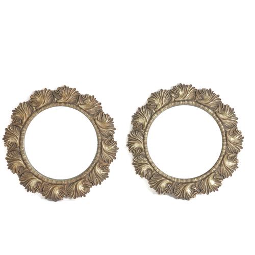 A PAIR OF MODERN GILT FRAMED CIRCULAR MIRRORS (2)
