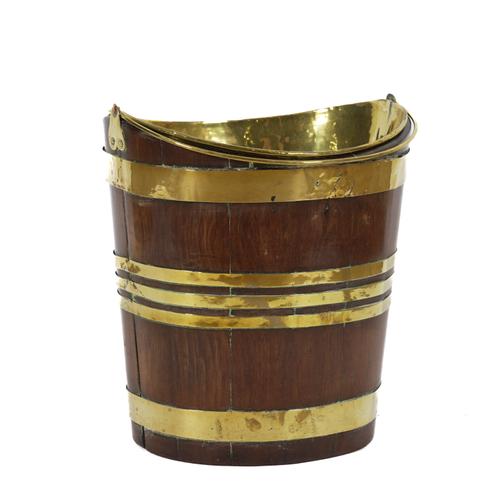 A GEORGE III BRASS BOUND COOPER MADE BUCKET