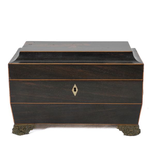 A REGENCY COROMANDEL TWIN DIVISION TEA CADDY