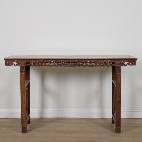 A LATE 19TH CENTURY CHINESE EXPORT HARDWOOD ALTAR TABLE