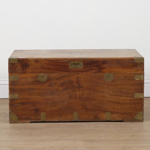 A LATE 19TH CENTURY BRASS BOUND CAMPHOR WOOD TRUNK