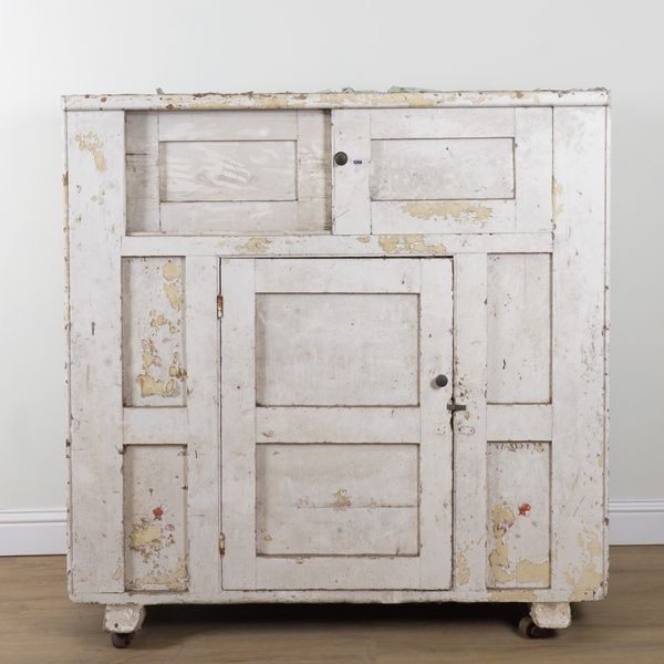 A PROVINCIAL PAINTED PINE HOUSEKEEPER'S CUPBOARD