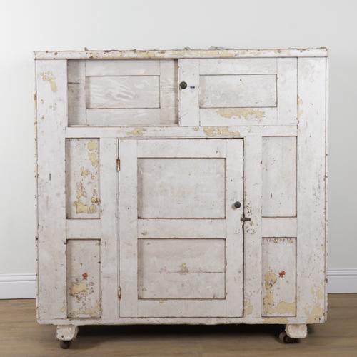 A PROVINCIAL PAINTED PINE HOUSEKEEPER'S CUPBOARD