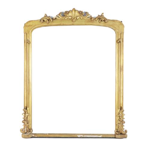 A VICTORIAN GILT FRAMED OVERMANTEL MIRROR (2)