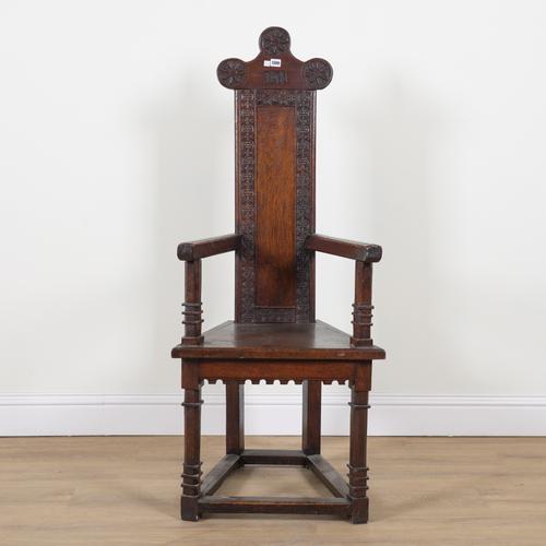 A 17TH CENTURY STYLE FRENCH CAQUETOIRE OPEN ARMCHAIR