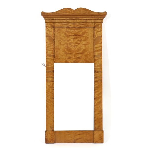 A BIEDERMEIER SATIN BIRCH WALL MIRROR (2)