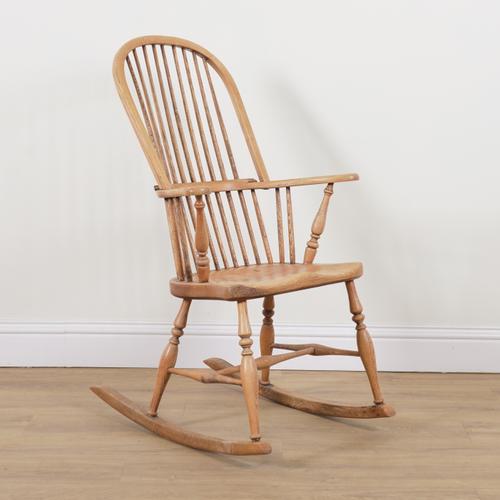 AN ASH AND ELM STICK BACK ROCKING CHAIR