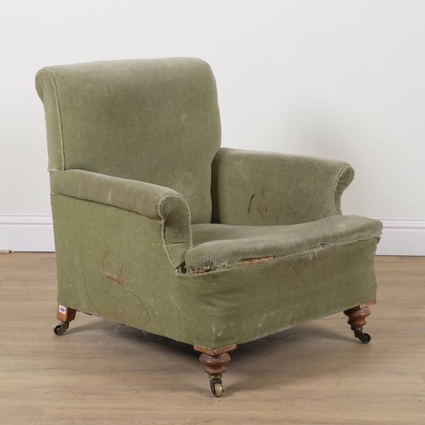 FRANK GILES AND CO KENSINGTON; A 19TH CENTURY EASY ARMCHAIR