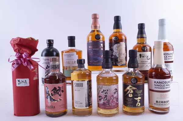 TWELVE BOTTLES JAPANESE AND TAIWANESE  WHISKY