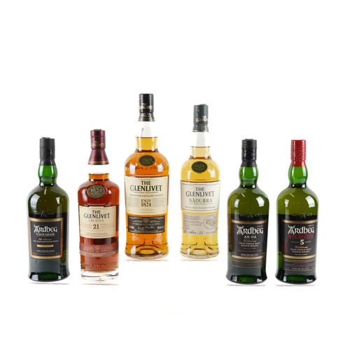 SIX BOTTLES OF SCOTTISH WHISKY INCLUDING GLENLIVET ARCHIVE 21 YEARS (6)