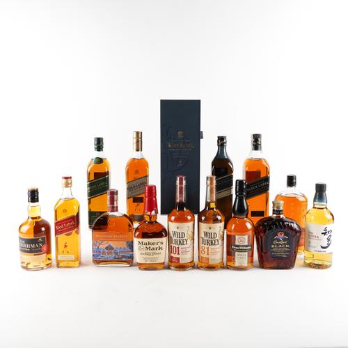 A GROUP OF AMERICAN AND OTHER WHISKY AND BOURBON INCLUDING JOHNNIE WALKER (15)