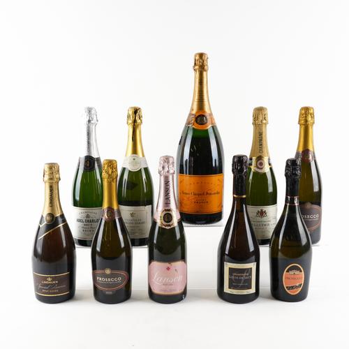 A MAGNUM BOTTLE OF VEUVE CLICQUOT PONSARDIN CHAMPAGNE WITH OTHER CHAMPAGNE AND PROSECCO (10)