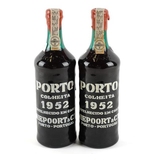 TWO BOTTLES NIEPOORT COLHEITA PORT 1952 (2)