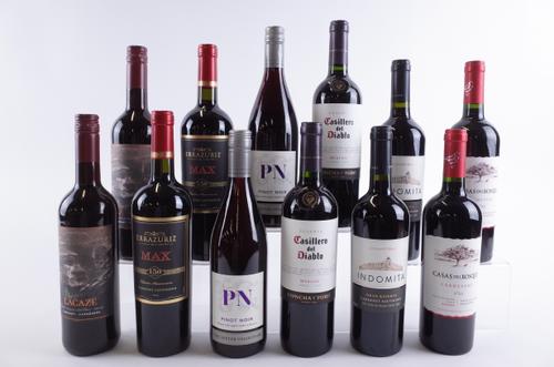 TWELVE BOTTLES CHILEAN RED WINE