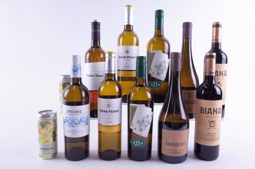 EIGHT BOTTLES AND TWO CANS SPANISH WHITE AND TWO BOTTLES RED WINE