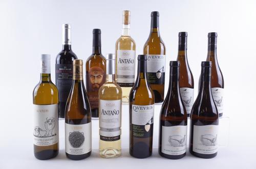 ELEVEN BOTTLES GEORGIAN AND SPANISH WHITE AND ONE RED WINE