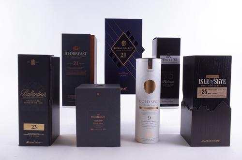 SIX BOTTLES LUXURY SCOTCH AND IRISH WHISKEY AND ONE COGNAC