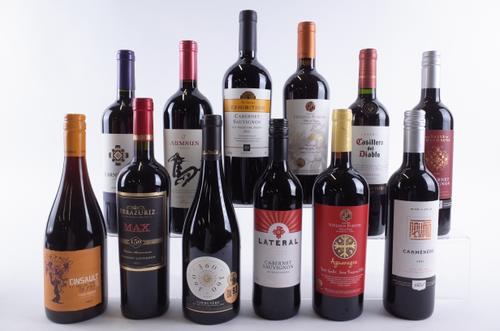 TWELVE BOTTLES CHILEAN RED WINE