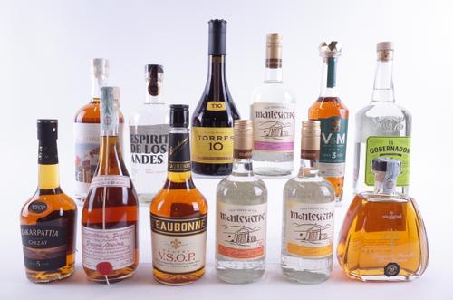 SEVEN BOTTLES BRANDY AND FIVE PISCO