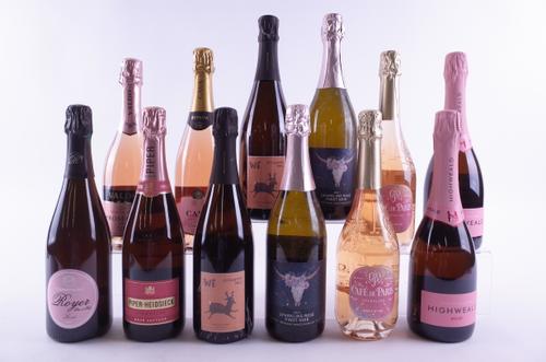 TEN BOTTLES ROSÉ SPARKLING WINE AND TWO CHAMPAGNE