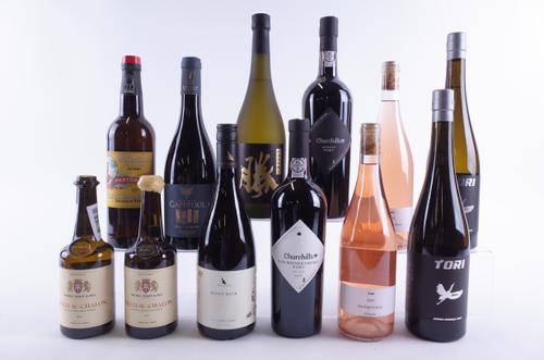 SIX BOTTLES VARIOUS WINES, THREE SAKE, TWO PORT AND ONE SHERRY