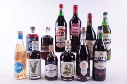 TWELVE BOTTLES VERMOUTH, APERITIFS AND COCKTAILS