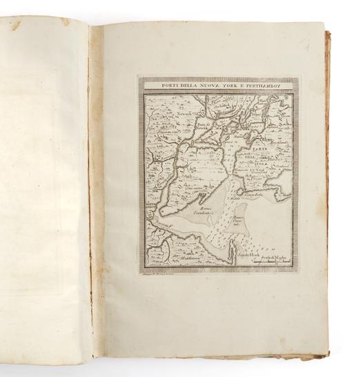 Atlante dell' America Contenente le Migliori Carte Geografiche, e Topografiche delle Principali Città, Laghi, Fiumi, e Fortezze del Nuovo Mondo, Livorno, 1777, folio, frontispiece, 43 etched plates (some staining at centrefolds), contemporary full vellum.
