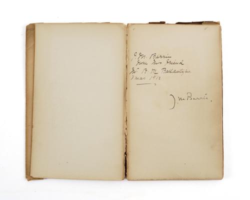 [BARRIE, J. M. (1860-1937)] - R. L. STEVENSON (1850-94). Memories, London, [1912], 25 plates, original wrappers by JESSIE M. KING. ASSOCIATION COPY, inscribed, "J. M. Barrie from his friend W. B. M. Ballantyne, Xmas 1912", and SIGNED BY J. M. BARRIE.