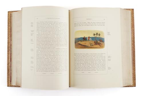 COLOUR PRINTING - James E. DOYLE (1824-83). A Chronicle of England B.C. 55 - A.D. 1485, London, 1864, 4to, 81 coloured illustrations by Edmund Evans after James E. Doyle, attractively bound in contemporary red crushed morocco gilt. FIRST EDITION.