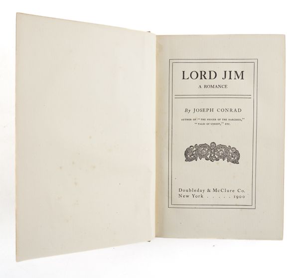 CONRAD, Joseph (1857-1924). Lord Jim, New York, 1900, 8vo, original green pictorial cloth. FIRST AMERICAN EDITION, second issue,  with the copyright page on the verso of the title reading "Copyright, 1899 and 1900."