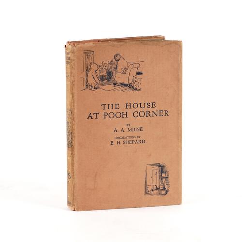 MILNE, A. A. (1882-1956). The House at Pooh Corner, London, 1928, 8vo, half title, illustrations by E. H. Shepard, some full-page, original pink pictorial cloth gilt, dust-jacket (some light staining to jacket, slight fraying to edges). FIRST EDITION.