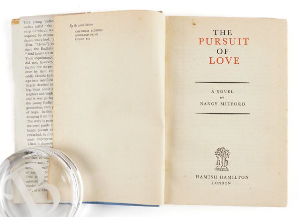 MITFORD, Nancy (1904-73). The Pursuit of Love, London, 1945, 8vo, original blue cloth, dust-jacket by Roger Furse with price unclipped (jacket torn with slight loss). FIRST EDITION.