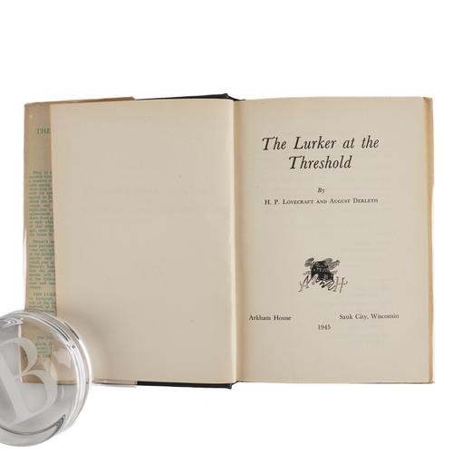 LOVECRAFT, H. P. (1890-1937) & August DERLETH (1909-71). The Lurker at the Threshold, Sauk City, Arkham House, 1945, 8vo, original black cloth gilt, dust-jacket. FIRST EDITION. Joshi I-D-i-20. RARE.