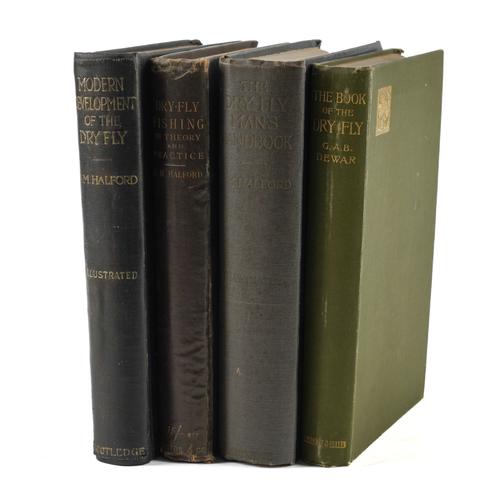 ANGLING, DRY-FLY FISHING - F. M. HALFORD (1844-1914). Modern Development of the Dry Fly, London, 1910, large 8vo, 43 plates, many coloured, original buckram. FIRST TRADE EDITION. With 3 other books of related interest. (4)