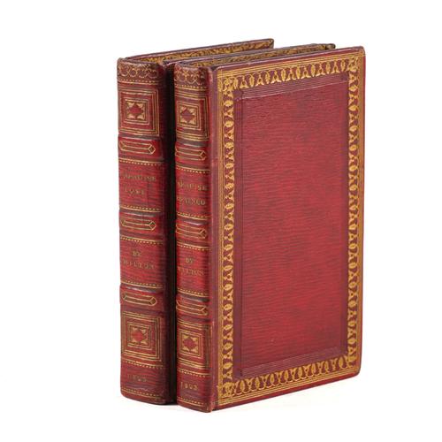 BINDING - John MILTON (1608-74). Paradise Lost, Paradise Regained, Samson Agonistes, Comus, Arcades, Lycidas, Etc. Etc. Chiswick, 1823. 2 volumes, small 8vo, engraved titles, FINELY BOUND in contemporary crimson morocco gilt. (2)