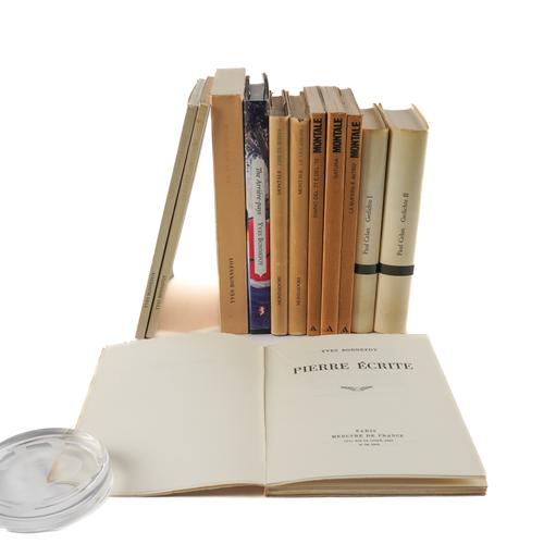 BONNEFOY, Yves (1923-2016). Pierre Écrite, Paris, Mercure, 1969, 8vo, original wrappers. With 11 other books in French and German, mainly poetry. (12) Please see the full listing below.